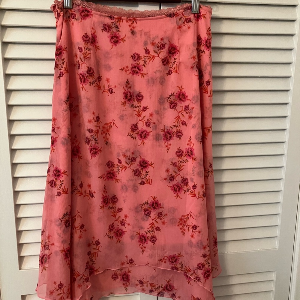 Free People high low flowy rayon skirt size 6
